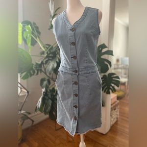 Blue Stretchy Denim Button Down Dress 🪩